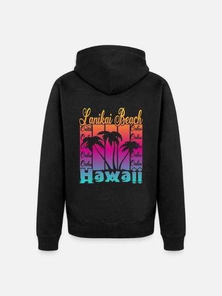 Lanikai Beach Oahu Hawaii - Unisex Premium Organic Zip Hoodie - black