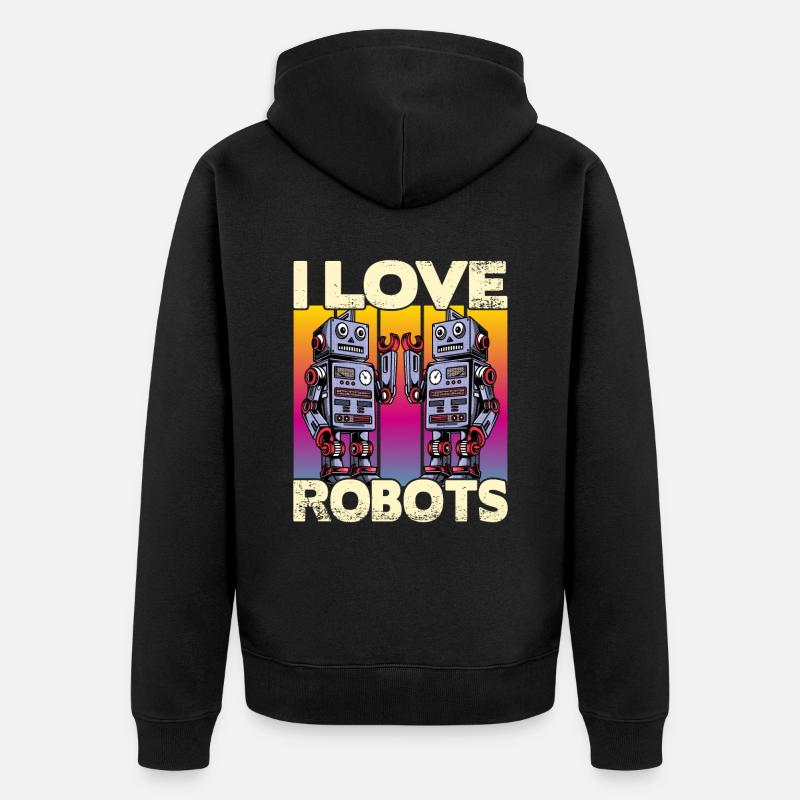 J’adore les robots - Veste à capuche bio Premium Unisexe - noir