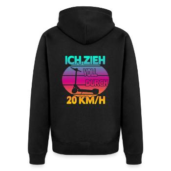 Ich zieh voll durch 20 km/h EScooter - Unisex Premium Bio Zip Hoodie - Schwarz - Hinten - Nico (187cm)