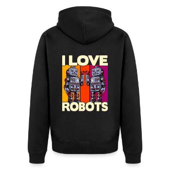 I love Robots - Unisex Premium Organic Zip Hoodie - black - Back - Nico (187cm)