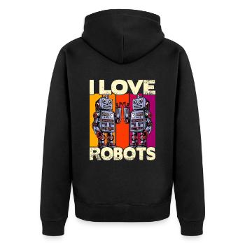 I love Robots - Unisex Premium Organic Zip Hoodie - black - Back - Nico (187cm)