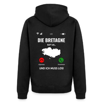 Bretagne Frankreich Urlaub Bretonen Idee - Unisex Premium Bio Zip Hoodie - Schwarz - Hinten - Nico (187cm)
