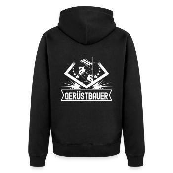 Gerüstbau Baustelle Gerüst Gerüstbauer - Unisex Premium Bio Zip Hoodie - Schwarz - Hinten - Nico (187cm)