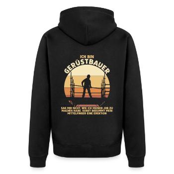 Gerüstbau Bauarbeiter Gerüst Gerüstbauer - Unisex Premium Bio Zip Hoodie - Schwarz - Hinten - Nico (187cm)