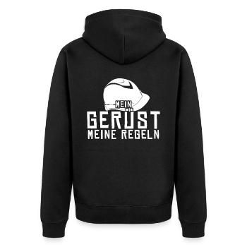 Gerüstbauer Spruch Gerüst Gerüstbau - Unisex Premium Bio Zip Hoodie - Schwarz - Hinten - Nico (187cm)