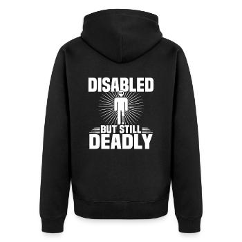 Amputiert Invalide Prothese Handicap Rollstuhl - Unisex Premium Bio Zip Hoodie - Schwarz - Hinten - Nico (187cm)
