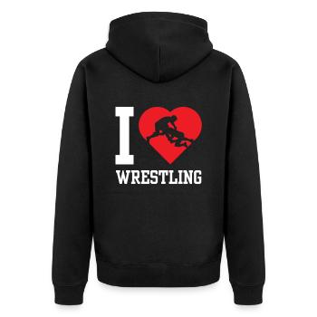 Ich Liebe Wrestling Ringen Ringer Ringkampf - Unisex Premium Bio Zip Hoodie - Schwarz - Hinten - Nico (187cm)