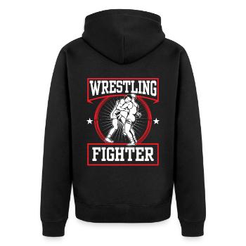 Wrestling Kämpfer Ringkampf Ringen Ringer - Unisex Premium Bio Zip Hoodie - Schwarz - Hinten - Nico (187cm)