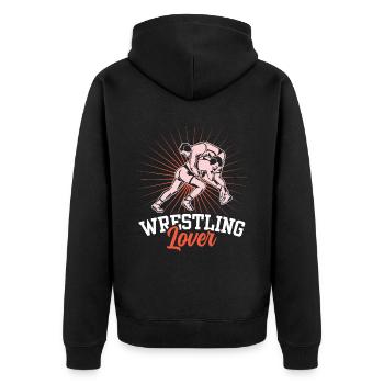 Wrestling Liebhaber Ringkampf Ringer Ringen - Unisex Premium Bio Zip Hoodie - Schwarz - Hinten - Nico (187cm)