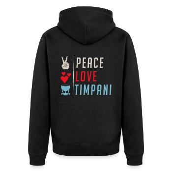 Peace Love Timpani Percussion Drôle - Veste à capuche bio Premium Unisexe - noir - Dos - Nico (187cm)