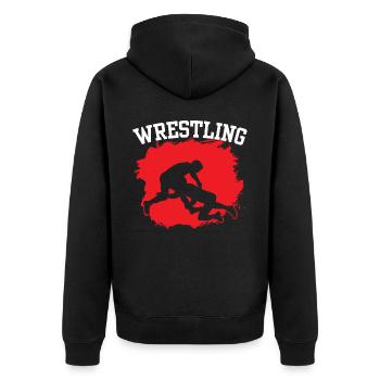 Ringen Wrestler Ringsport Ringkampf Ringer - Unisex Premium Bio Zip Hoodie - Schwarz - Hinten - Nico (187cm)