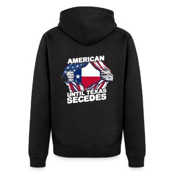 Amerikaner Bis Zur Abspaltung Von Texas Texaner - Unisex Premium Bio Zip Hoodie - Schwarz - Hinten - Nico (187cm)