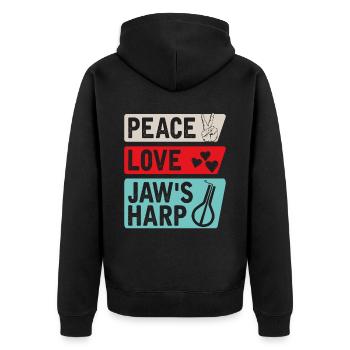 Peace Love Jaw's Harp Lamellophone Music - Unisex Premium Bio Zip Hoodie - Schwarz - Hinten - Nico (187cm)
