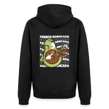 French Horn Hornist - Unisex Premium Bio Zip Hoodie - Schwarz - Hinten - Nico (187cm)