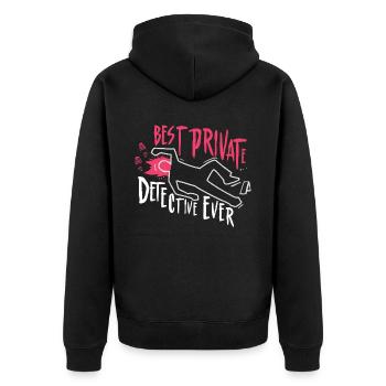 Der Beste Privatdetektiv Aller Zeiten Privat - Unisex Premium Bio Zip Hoodie - Schwarz - Hinten - Nico (187cm)