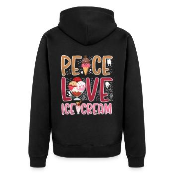 Cône de crème glacée Peace Love Ice - Veste à capuche bio Premium Unisexe - noir - Dos - Nico (187cm)