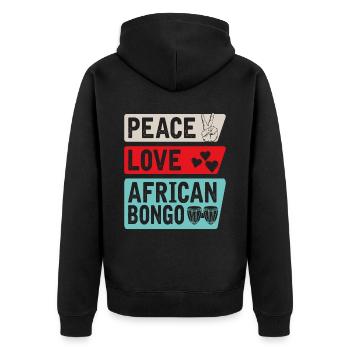 Peace Love African Bongo Musical - Unisex Premium Bio Zip Hoodie - Schwarz - Hinten - Nico (187cm)