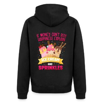 Ice Cream Cone If Money Can't Buy - Unisex Premium Bio Zip Hoodie - Schwarz - Hinten - Nico (187cm)