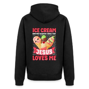 Ice Cream Christian Jesus Cone - Unisex Premium Bio Zip Hoodie - Schwarz - Hinten - Nico (187cm)