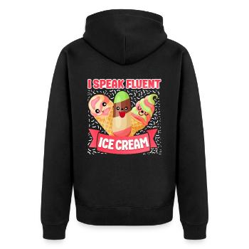 Ice Cream Cone Popsicle I Speak - Unisex Premium Bio Zip Hoodie - Schwarz - Hinten - Nico (187cm)