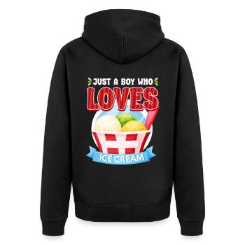 Ice Cream Boy Just A Boy Who Loves - Unisex Premium Bio Zip Hoodie - Schwarz - Hinten - Nico (187cm)