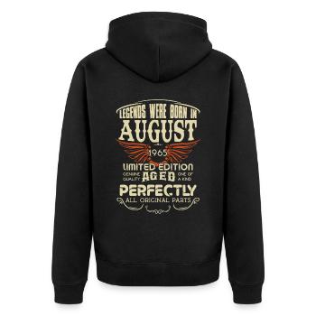 Legends Were Born In August 1965 Birthday - Unisex Premium Bio Zip Hoodie - Schwarz - Hinten - Nico (187cm)
