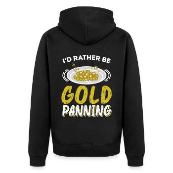 Ich Wäre Lieber Goldwäscher - Goldwäscher - Unisex Premium Bio Zip Hoodie - Schwarz - Hinten - Nico (187cm)