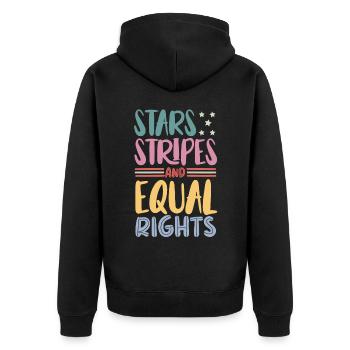 Star Stripes and Equality - Unisex Premium Organic Zip Hoodie - black - Back - Nico (187cm)