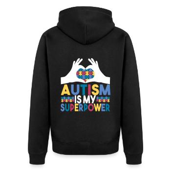 Autisme autistique Autiste - Veste à capuche bio Premium Unisexe - noir - Dos - Nico (187cm)