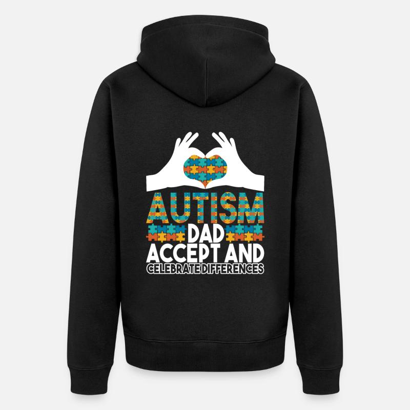 Autisme autistique Papa Autiste - Veste à capuche bio Premium Unisexe - noir