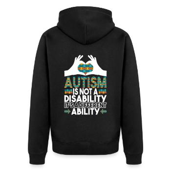 Autisme autistique Autiste - Veste à capuche bio Premium Unisexe - noir - Dos - Nico (187cm)