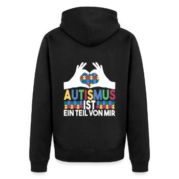 Autist Autismus Autistisch - Unisex Premium Bio Zip Hoodie - Schwarz - Hinten - Nico (187cm)