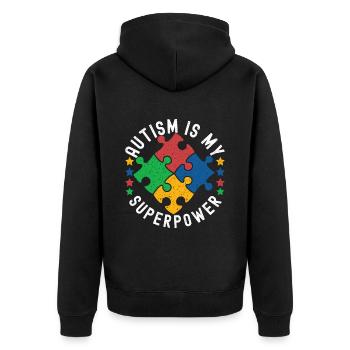 Autisme autistique Autiste - Veste à capuche bio Premium Unisexe - noir - Dos - Nico (187cm)