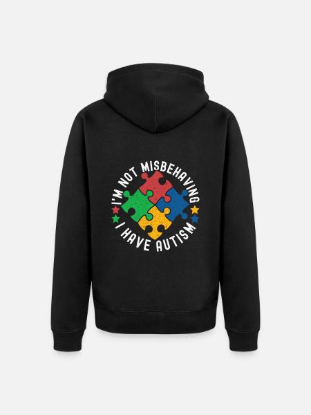 Autistic Autism Autistic - Unisex Premium Organic Zip Hoodie - black