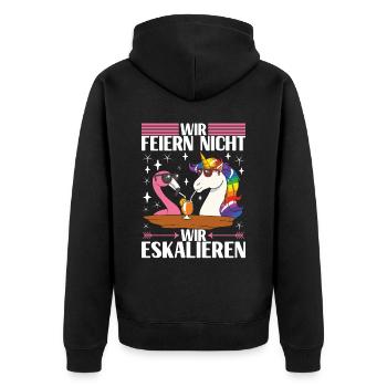 Saufen Party Alkohol Wein - Unisex Premium Bio Zip Hoodie - Schwarz - Hinten - Nico (187cm)