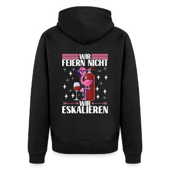 Saufen Party Alkohol Wein - Unisex Premium Bio Zip Hoodie - Schwarz - Hinten - Nico (187cm)