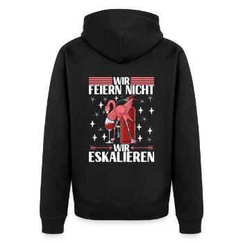 Saufen Party Alkohol Wein - Unisex Premium Bio Zip Hoodie - Schwarz - Hinten - Nico (187cm)