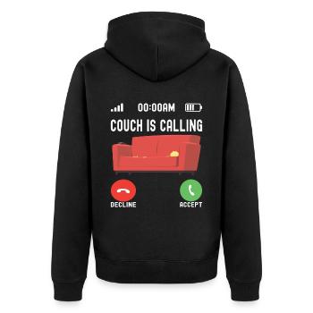 Faulheit Faulenzer Langschäfer Couch - Unisex Premium Bio Zip Hoodie - Schwarz - Hinten - Nico (187cm)