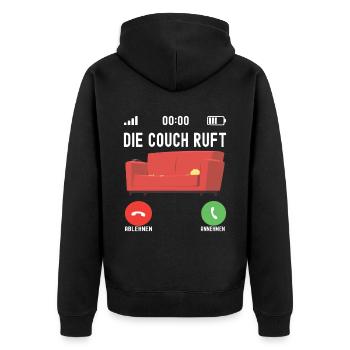 Faulheit Faulenzer Langschäfer Couch - Unisex Premium Bio Zip Hoodie - Schwarz - Hinten - Nico (187cm)