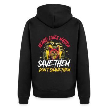 Beard Lives Matter Bart Geschenk - Unisex Premium Bio Zip Hoodie - Schwarz - Hinten - Nico (187cm)