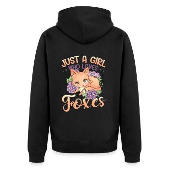 Just a girl who loves foxes - Fox Girls - Unisex Premium Organic Zip Hoodie - black - Back - Nico (187cm)
