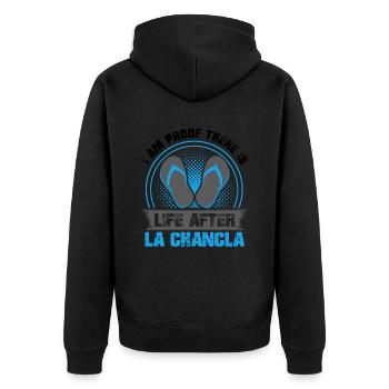 Life after La Chancla, Spanish, Mexican, - Unisex Premium Organic Zip Hoodie - black - Back - Nico (187cm)