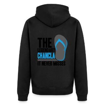 The Legendary Chancla Spanish Mexican La - Unisex Premium Organic Zip Hoodie - black - Back - Nico (187cm)