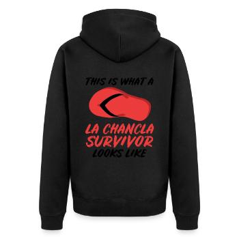 La Chancla Survivor Spanish Mexican La - Unisex Premium Organic Zip Hoodie - black - Back - Nico (187cm)