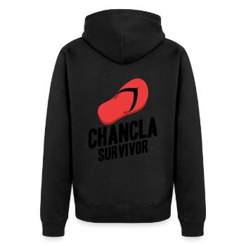 Chancla Survivor Spanish Mexican La - Unisex Premium Organic Zip Hoodie - black - Back - Nico (187cm)