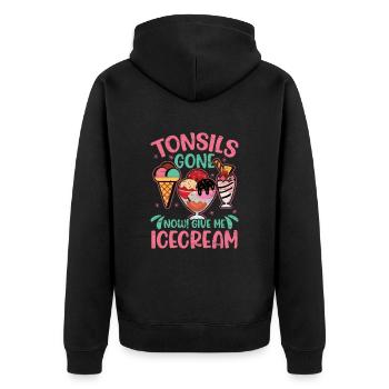 Icecream Tonsil Survivor Tonsillectomy - Unisex Premium Organic Zip Hoodie - black - Back - Nico (187cm)