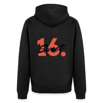 Sweet 16. - Das 16. Geburtstag Geburtstagsfeier - Unisex Premium Bio Zip Hoodie - Schwarz - Hinten - Nico (187cm)