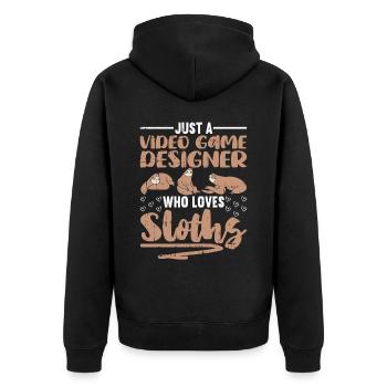 Video Game Designer - Unisex Premium Bio Zip Hoodie - Schwarz - Hinten - Nico (187cm)