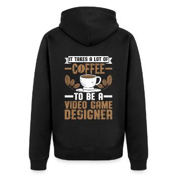 Video Game Designer - Unisex Premium Bio Zip Hoodie - Schwarz - Hinten - Nico (187cm)