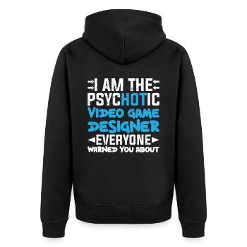 Video Game Designer - Unisex Premium Bio Zip Hoodie - Schwarz - Hinten - Nico (187cm)